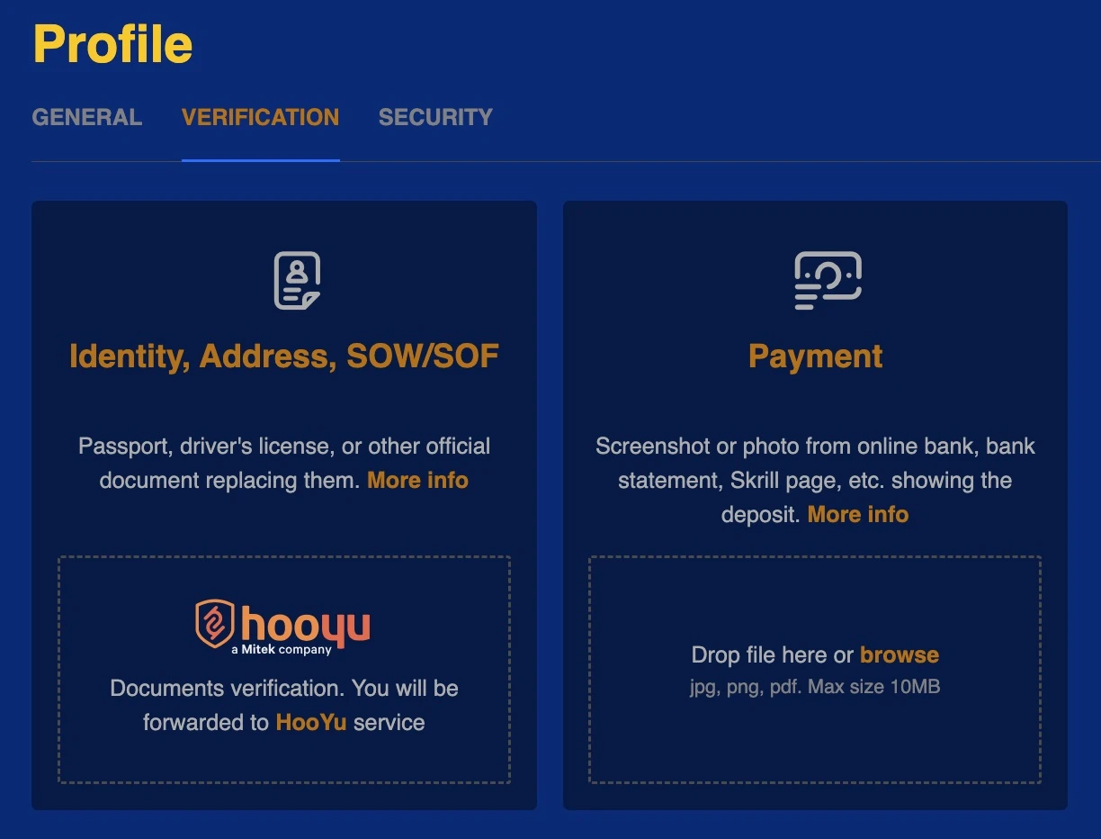 Kakadu Casino account verification screen