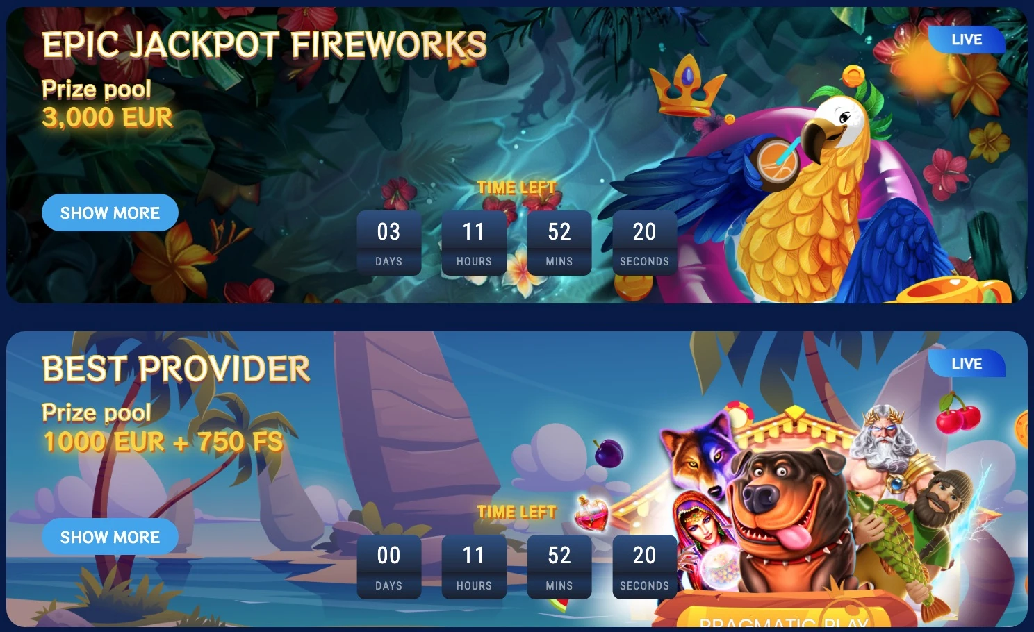 Kakadu Casino tournament interface